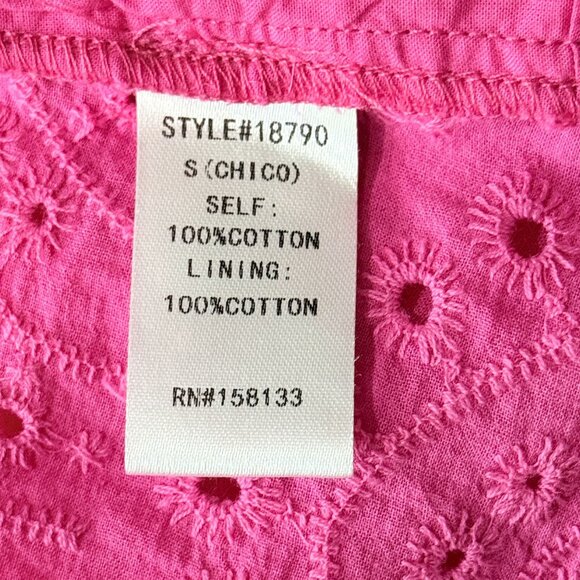 Staccato Pink Eyelet Lace Ruffle Neck Short Sleeve Blouse Top Small - Picture 4 of 8